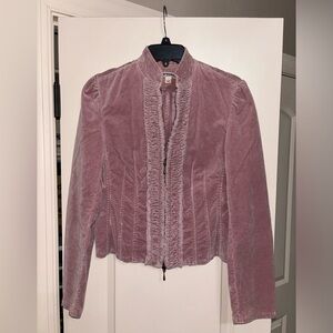 Vintage Express crushed velvet tuxedo jacket. Blush pink. Size 8